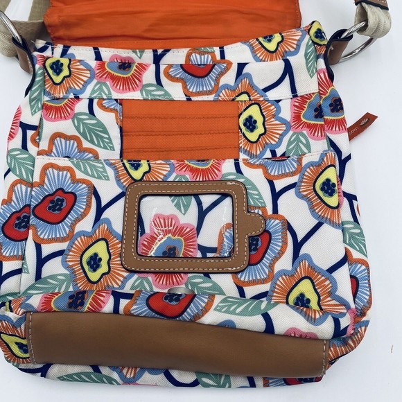 Lily Bloom Floral Crossbody Purse Bag Multi Pockets Flap Over Snap & Zip Closure - Picture 8 of 16